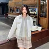 Chaqueta de plumón de algodón Falsa de Dos Piezas para Mujer, Nuevo Estilo Coreano de Invierno, Elegante Empalme de Camisa, Abrigo Corto Cálido Casual a la Moda, Elegante