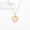 Acero de Titanio 316 Collar de 26 Letras Europeo y Americano Acero Inoxidable Dorado 18K Sin Decoloración Collar con Zirconia en Forma de Corazón