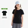 Camiseta de verano de manga corta y cuello redondo para mujer y niños, con corte regular, alta elasticidad, tacto cómodo y un diseño relajado y sin restricciones. Un top básico de color liso