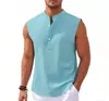Primavera e Verão 2025 Nova Camisa Básica Masculina sem Mangas Amazon Europeia e Americana Casual para Uso Externo Masculino Colete Masculino