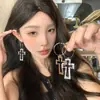 Pendientes de Aro y Tachuelas de Metal Hueco Cruzados Estilo Retro Europeo y Americano para Mujer Y2K Dulce Fresca Chica Picante Estilo Largo Únicos
