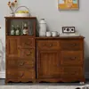 Gabinete de Almacenamiento Moderno Sencillo de Madera Maciza Multicapa Gabinete para Dormitorio Sala de Estar Estilo Campestre Americano Aparador Completamente Ensamblado Dewuzhu