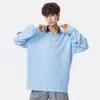 Camiseta de Patchwork con Bloques de Color de Marca de Moda para Hombre Otoño 2026, Corte Holgado, para Exteriores, Mangas con Tres Rayas, Cremallera, Cuello de Solapa