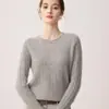Estilo Sencillo Cuello Redondo Tejido de Cable Cachemira Suéter de Punto para Mujer Otoño 2026 Suéter de Punto Grueso Perezoso Cálido