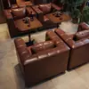 Sofá Bar Estilo Old Money Americano Retro, Asientos de Cabina Personalizados para Club Privado, Muebles Comerciales para Cafetería y Bar