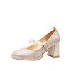Zapatos de Tacón Grueso Cuadrados Mary Jane Otoño 2026 Nuevos Impermeables de Plataforma Moda de Correa Única para Mujer Zapatos Elegantes de Tacón Alto