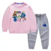 Primavera e Outono 2023 novas roupas infantis transfronteiriças calças de suéter infantil desenho animado terno de manga comprida de algodão para bebê de duas peças