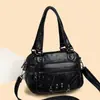 Bolso de Hombro Casual de Gran Capacidad para Mujer, Bolso de Axila Retro Estilo Callejero Europeo y Americano, Bolso para Mamá de Mediana Edad, Bolso Cruzado con Múltiples Cremalleras para Mujer
