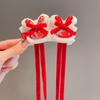 Diadema con lazo rojo estilo chino para niña, horquilla con borlas para Año Nuevo, horquilla de estilo nacional