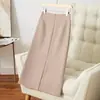 Novo Conjunto Primavera/Verão 2026 Saia Meia-Calça Feminina Midi Simples de Cintura Alta Reta com Fenda nas Costas Justa ao Corpo