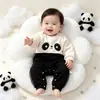 Mono de polar de doble cara para bebé, colorblock de panda, otoño e invierno, mameluco de dibujos animados lindo para niños y niñas, traje cálido para gatear al aire libre