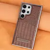 Funda para teléfono móvil con patrón de cocodrilo adecuada para Samsung S25Ultra, Funda de cuero magnética Magsafe S26, Funda protectora galvanizada S24