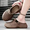 Zapatos con agujeros para hombre, verano, exterior, antideslizantes, suela suave, puntera cerrada, pantuflas, sandalias deportivas de playa para hombre, verano, exterior, antiolor