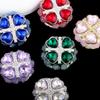 Amor trébol de cuatro hojas de cristal redondo pastel bola de diamante pluma vestible aleación cuentas DIY cadena de teléfono móvil llavero cadena de bolso accesorios