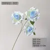 Flor Artificial Rosa Elsa de 3 Cabeças, Flor Artificial para Casamentos, Material de Tecido de Seda, Rosa Aberta com Pétalas em Cor Gradiente