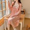 Primavera e outono crepe nightdress mulheres bonito doce princesa estilo manga comprida mid-length solto fino outerwear homewear