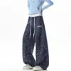 Pantalones Casuales de Cuadros con Estrellas Estilo Americano para Hombres y Mujeres Marca de Tendencia Diseño de Nicho Plisados Sueltos de Pierna Ancha Deportivos Largos