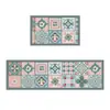 Tapete de Piso para Cozinha Retro Francês Azulejo Florido Absorção de Água Absorção de Óleo Antiderrapante Almofada para Pés Cortável Resistente à Sujeira Tapete de Piso de Terra de Diatomáceas Atacado
