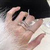 Nuevo Anillo Deslumbrante de Zirconia, Anillo de Cobre Irregular Estilo Coreano Nicho Estilo Ins, Anillo Ajustable para Mujer