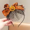 Diadema de Calabaza con Lazo para Halloween, Adorno para la Cabeza Lindo de Demonio Imp con Encaje, Accesorios de Disfraz para Adultos y Niños
