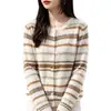 Cardigã de tricô com gola redonda, imitação fina de lã, para comércio exterior transfronteiriço, jaqueta top jacquard vazada de manga longa outono e inverno 2026 para mulheres