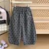 Calças compridas para meninas para primavera e outono, calças estilo lanterna estilosas, novos bloomers folgados com bolinhas estilo coreano, calças casuais para crianças pequenas