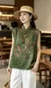 Novo Colete Feminino Estilo Nacional Chinês Jacquard de Seda Bordado Pesado Design de Botão de Rã Sem Mangas Top para Socialites Primavera