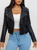 Moda Otoñal Europea y Americana Transfronteriza Diseño Estilo Coreano Nicho Gama Alta Chaqueta de Cuero Negra Tendencia Estilo Ins para Mujer