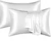 Funda de almohada tipo sobre de satén de color sólido más vendida en Amazon transfronterizo, estilo de comercio exterior amigable con la piel, ropa de cama para el hogar y viajes, Dropshipping