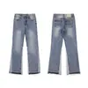 Jeans Largos Casuales Sueltos de Mezclilla con Parches de Graffiti Gal Splash-Ink y Rasgaduras