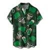Nova Camisa Havaiana de Verão Mais Vendida para Homens, Estampa Digital 3D, Manga Curta, Lapela, Top Casual