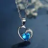 Design de Luxo Leve Colar de Amor Pingente em Formato de Coração Azul Joias de Temperamento de Alta Qualidade para Mulheres Acessórios Transfronteiriços Atacado