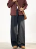 Pantalones de hombre Hanlu con textura de lana sintética y caída, pantalones casuales holgados de otoño, pantalones largos vintage de rayas verticales