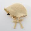 Chapéu de Sol Infantil Verão Estilo Coreano Estiloso Chapéu de Palha Chapéu de Aba Larga para Bebê Chapéu de Pescador Fino Vazado para Menininha
