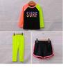 Traje de baño para niños 2024, nuevo conjunto de tres piezas dividido para niñas medianas y grandes, traje de baño para niños de secado rápido, manga larga, protección solar, buceo para niños.