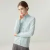 Cardigã de Cashmere Feminino Gola Alta Tricô Cor Sólida Slim Fit Valoriza Camada Base Suéter Roupa Externa Top Outono Inverno Aquecimento