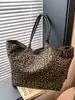 Bolso de Lona de Estampado de Leopardo Doble Cara Bolso de Hombro Gran Capacidad Portátil Bolso Tote de Gran Capacidad Estilo Universitario Casual Estudiante Bolsa Escolar