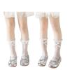 Calcetines de Media Pantorrilla para Niñas Verano Lazo Delgados Niños Lolita Malla en la Pantorrilla Encaje Bebé Encaje Princesa