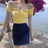 Top de un hombro con clavícula moderno y elegante para mujer, diseño de verano, top de tubo con cordón para usar como prenda exterior