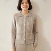 Suéter de cachemira cálido de manga larga con siete agujas, ligeramente grueso, de punto de lana con solapa elegante para mujer, cárdigan de invierno