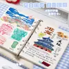 Caderno de Tecido Quatro Estações, Caderno em Branco Carimbado, Livro de Check-in de Mapa de Viagem, Livro de Coleção de Carimbos de Museu
