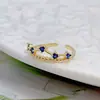 Anillo de corona de piedras preciosas de estilo europeo y americano transfronterizo, anillo abierto de lujo ligero de alta gama de nicho que no se decolora