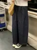 Jeans de Pierna Ancha Estilo Perezoso para Mujer, Nuevo Estilo de Verano, Ajuste Holgado Adelgazante, Estilo Japonés, Pantalones de Abuela Cortos de Algodón y Lino