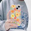 Funda para teléfono móvil con orejas de gato para iPhone 13 con flores pintadas a mano Apple 15/16Promax Transparente 11 Cubierta de silicona anticaídas