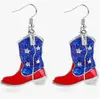 Brincos Europeus e Americanos Transfronteiriços Dia da Independência Americana Coração Estrela de Cinco Pontas Novos Chinelos Brincos Bandeira Vermelho Branco e Azul Brincos