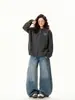 Suéter Cardigan Bordado Divertido de Dibujos Animados Estilo Retro Americano para Mujer, Nuevo Estilo Otoño, Chaqueta de Punto Holgada Casual Perezosa, Moderna