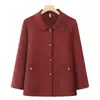 Estilo Nuevo Otoño 2026 Estilo 70s 80s Ropa de Mamá Holgada Talla Grande Chaqueta con Solapa de Longitud Media Top para Mujeres de Mediana Edad y Mayores