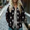Sudadera de Algodón con Cuello Alto y Pliegues para Mujer 2025, Estampado Floral Retro, Rayas Otoño e Invierno, Botones, Sudadera para Mujer
