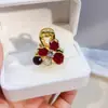Presilha de Cabelo Exquisita e de Alta Qualidade com Flor de Cristal Vermelho para a Parte de Trás da Cabeça, Presilha de Mola, Piranha de Cabelo de Alta Qualidade para Mulheres, Novo Acessório de Cabelo de Alta Qualidade