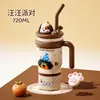 Taza Termo de Mascota Linda de Dibujos Animados de Alta Apariencia, Taza con Popote de Gran Capacidad, Taza de Hielo Térmica y de Aislamiento Frío de Acero Inoxidable 316 para Oficina
